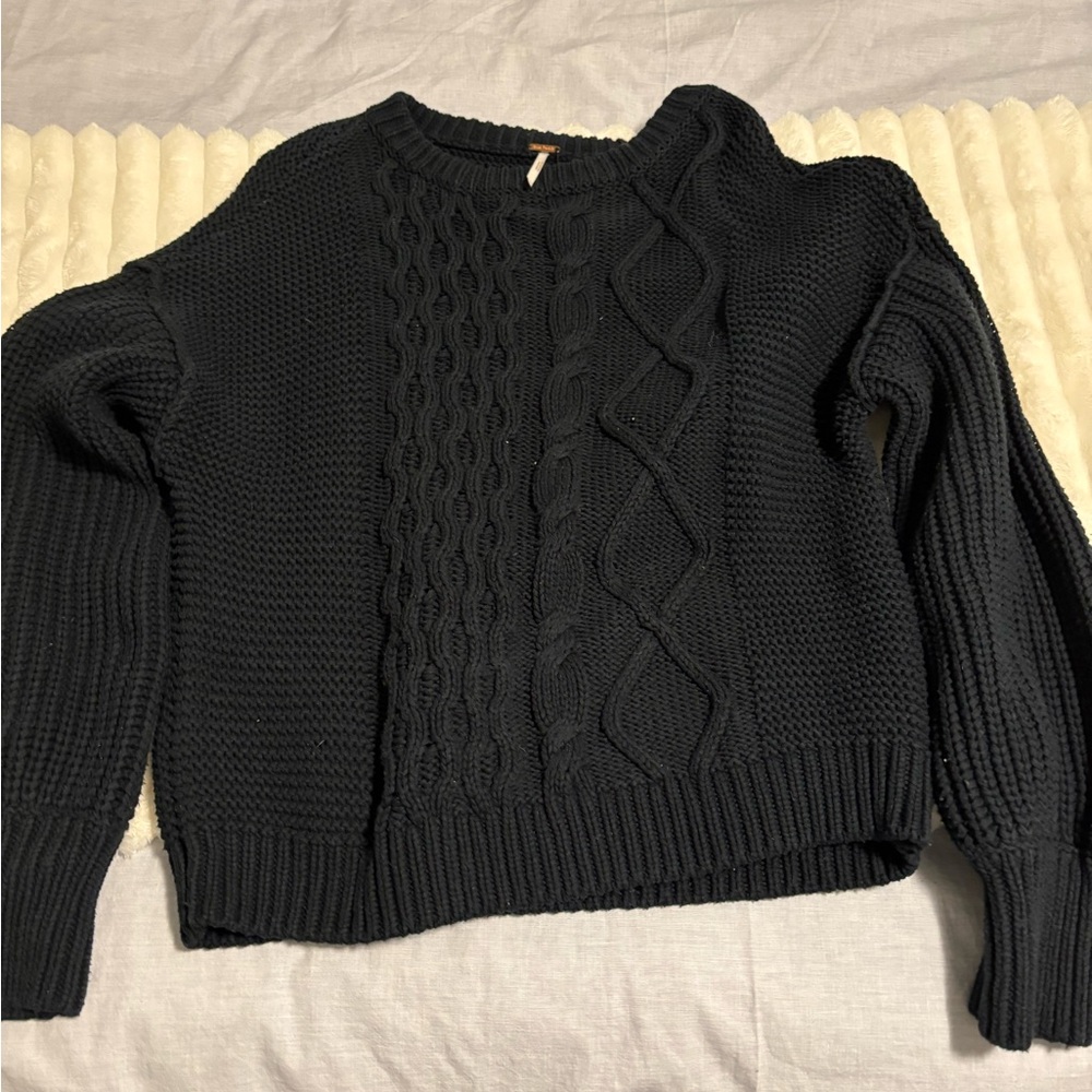 Free People navy blue  Cable Knit Sweater